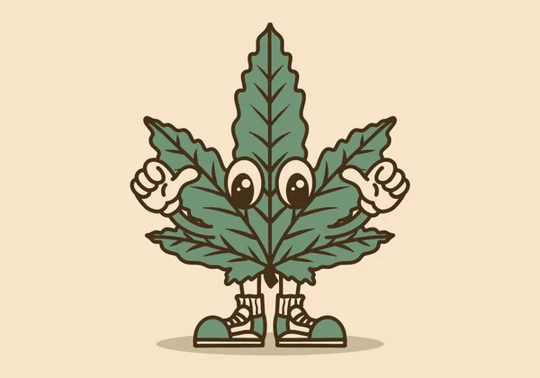 Diseño Del Personaje Mascota Pie Hoja Cannabis Verde — Vector de stock