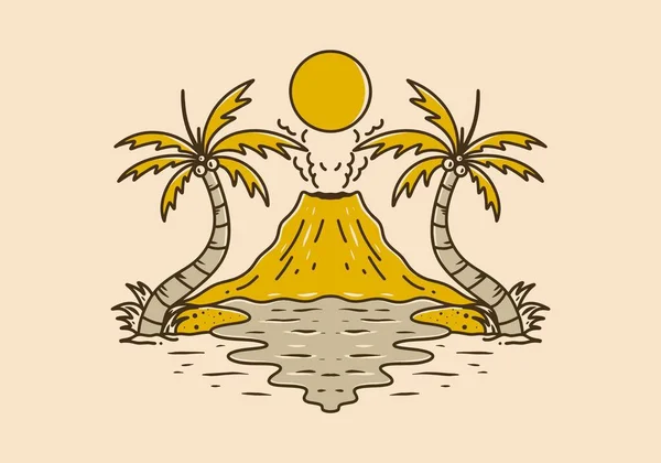 Дизайн Ілюстрації Вулканічного Пляжного Ландшафту — стоковий вектор