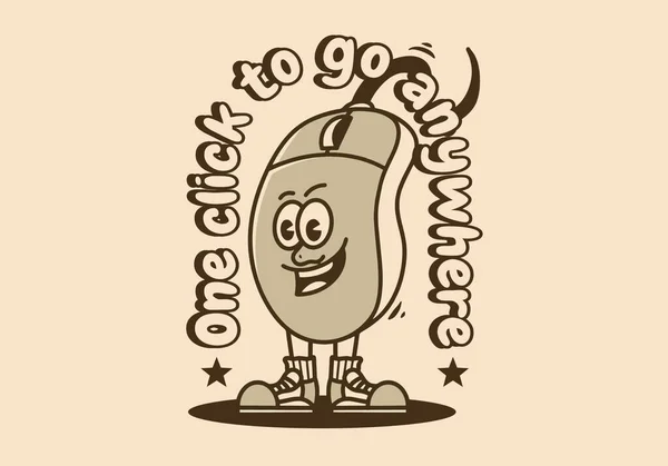Mascot Character Illustration Design Standing Computer Mouse — стоковый вектор