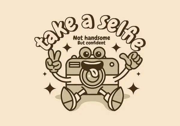 Mascot Character Illustration Design Sit Camera —  Vetores de Stock