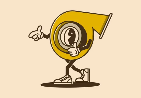 步行汽车涡轮增压的吉祥物人物形象设计 — 图库矢量图片