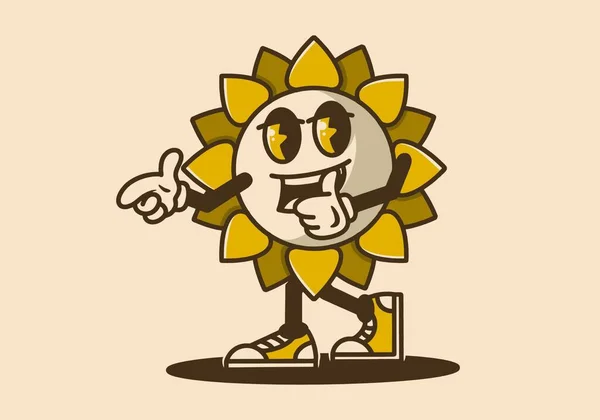 古色古香向日葵的吉祥物特征设计 — 图库矢量图片
