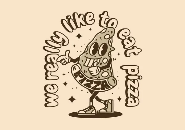 Design Personagem Mascote Uma Fatia Pizza Com Rosto Feliz —  Vetores de Stock