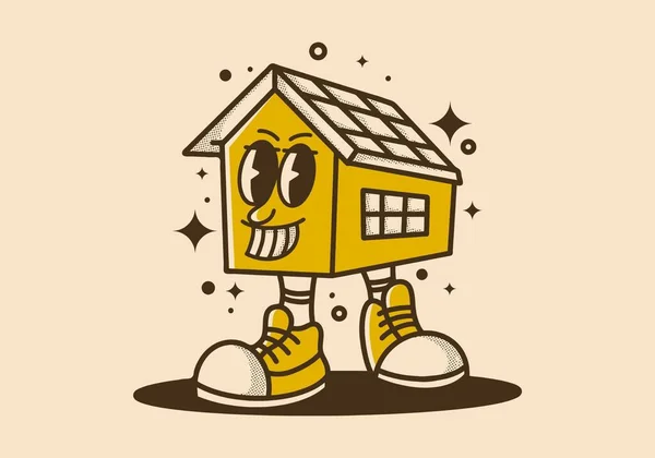 小房子吉祥物人物设计 笑脸古色古香 — 图库矢量图片