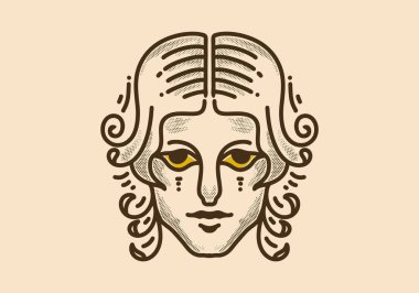 Kıvırcık saçlı bir adamın klasik sanat tasarımı.