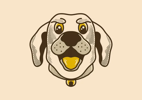 Vintage Τέχνη Εικονογράφηση Σχεδιασμό Του Κεφαλιού Σκύλου Ανοιχτό Στόμα — Διανυσματικό Αρχείο