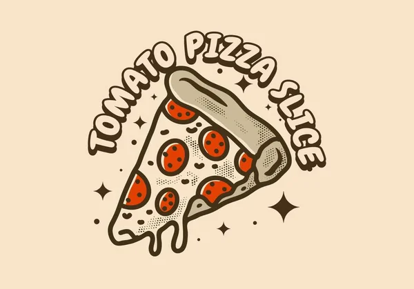 番茄披萨片的复古艺术图解设计 — 图库矢量图片