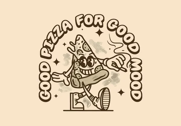 Design Personagem Mascote Uma Fatia Pizza Ambulante Com Rosto Feliz —  Vetores de Stock