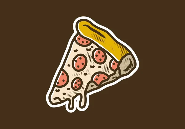 Vintage Art Illustration Sticker Design Tomato Pizza Slice — Stock Vector
