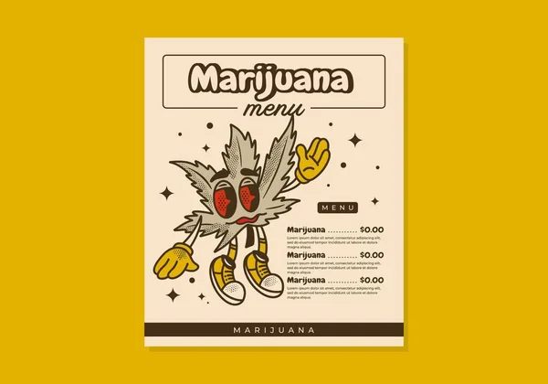 Vintage Flyer Menu Design Pro Obchod Marihuanou — Stockový vektor
