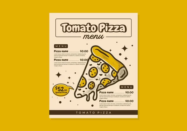 Diseño Menú Vintage Flyer Para Una Pizzería — Archivo Imágenes Vectoriales
