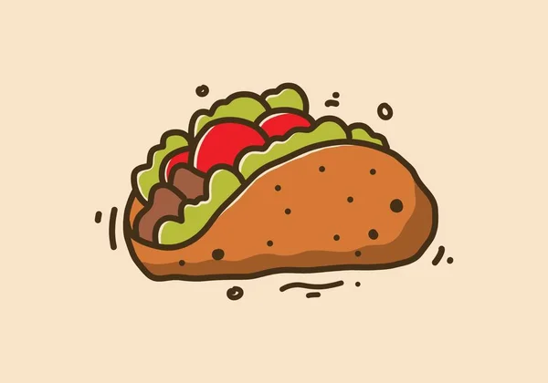 Disegno Mano Disegno Illustrazione Tacos Cibo Messicano — Vettoriale Stock