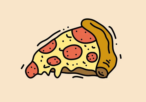 Illustration Dessin Main Dessin Tranche Pizza — Image vectorielle