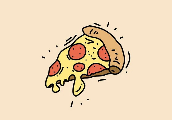 Handritning Illustration Design Pizza Skiva — Stock vektor