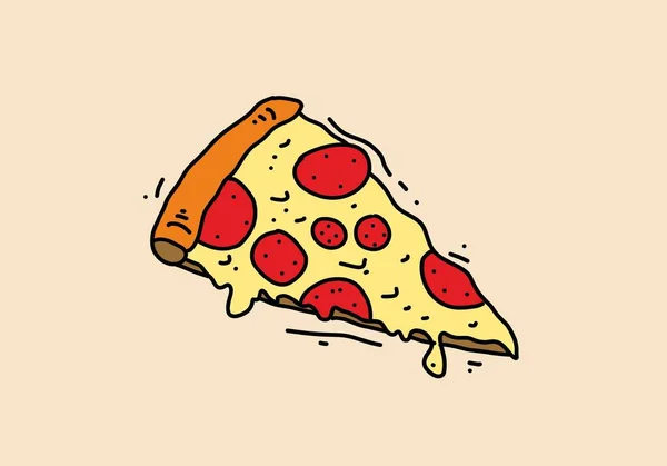 Ручная Иллюстрация Дизайна Ломтика Пиццы — стоковый вектор