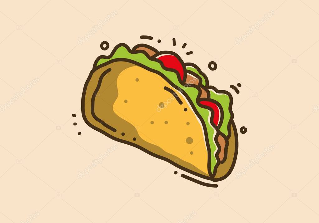 Hand drawing illustration design of mexican food tacos
