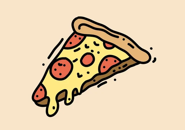 Handritning Illustration Design Pizza Skiva — Stock vektor