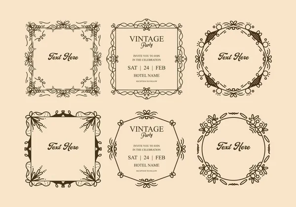 Elegant Vintage Frame Design Invitation Card Flyer — Stock Vector