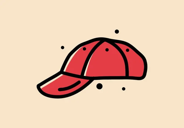 Κόκκινο Χρώμα Εικονογράφηση Σχεδιασμό Ενός Καπέλου Αθλητισμού — Διανυσματικό Αρχείο