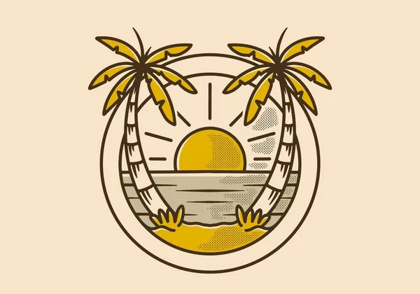 Урожай Ілюстрація Дизайн Пляжу Формі Кола — стоковий вектор