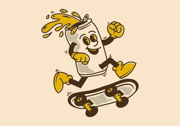 啤酒古式吉祥物造型可跳上滑板 — 图库矢量图片