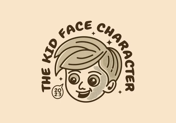 Karaktärsdesign Barnhuvud Med Lyckligt Ansikte — Stock vektor
