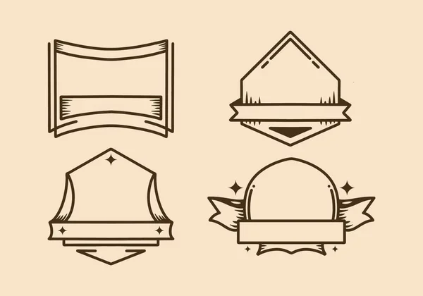 Four Type Mono Line Vintage Style Badge Design — Stock Vector