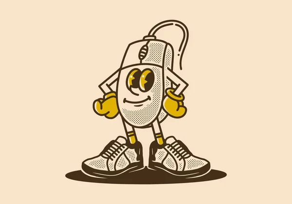 直立立式计算机鼠标的吉祥物字符设计 — 图库矢量图片