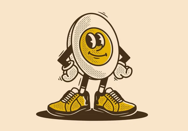 Μασκότ Σχεδιασμός Χαρακτήρα Μισού Αυγού Όρθια Θέση — Διανυσματικό Αρχείο