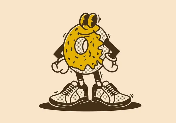 站直的甜甜圈的吉祥物特征设计 — 图库矢量图片