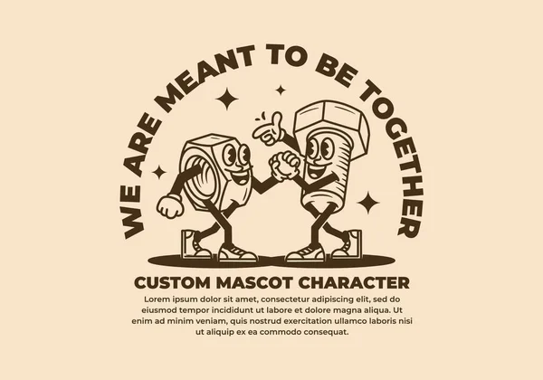 Vintage Mascot Character Design Nuts Bolts — Stock Vector