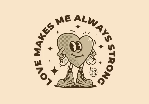 Personaje Mascota Ilustración Diseño Corazón Estilo Arrogante — Vector de stock