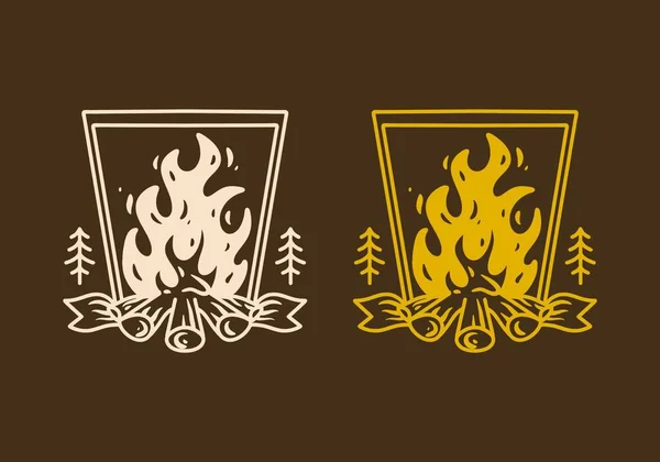 古色古香篝火单行艺术图解设计 — 图库矢量图片