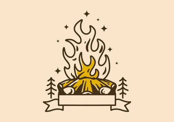 古色古香篝火单行艺术图解设计 — 图库矢量图片