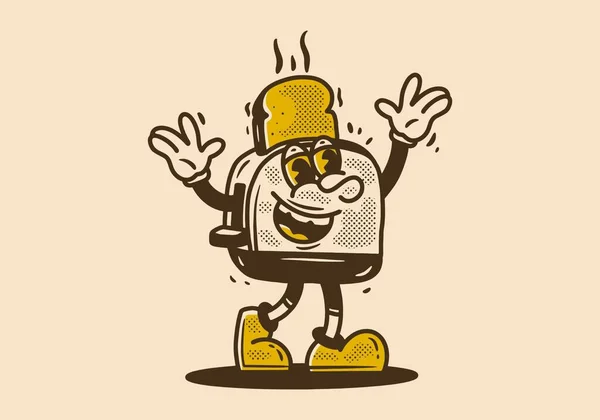 Μασκότ Σχεδιασμός Χαρακτήρα Του Τοστ Ψωμί Χαρούμενο Πρόσωπο — Διανυσματικό Αρχείο