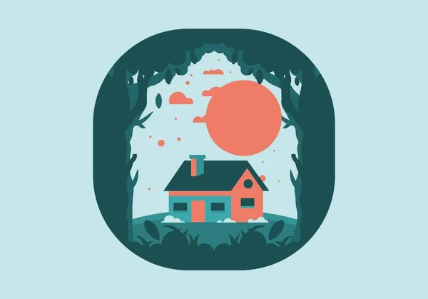 Desenho Colorido Ilustração Plana Uma Casa Simples — Vetor de Stock