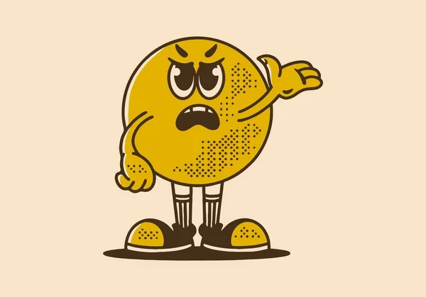 带有愤怒表情的球头古式吉祥物特征 — 图库矢量图片