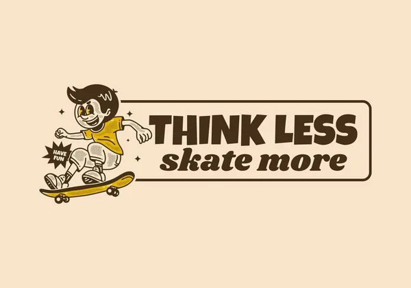 多滑冰 一个跳滑板的家伙的老式吉祥物 — 图库矢量图片