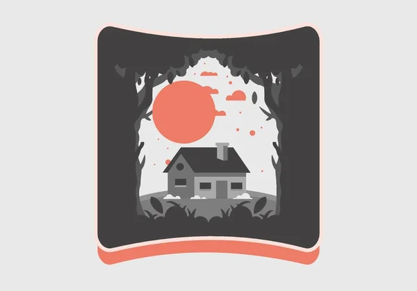 Illustration Plate Colorée Une Maison Simple — Image vectorielle