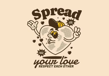 Aşkını yay, Kalp maskotu karakter çizimi, klasik tarzda dizayn