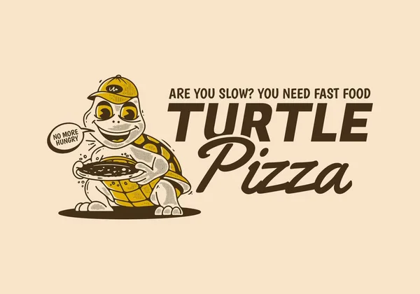 Χελώνα Πίτσα Όχι Περισσότερο Πεινασμένοι Mascot Εικόνα Χαρακτήρα Μιας Χελώνας — Διανυσματικό Αρχείο