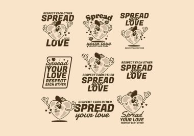 Aşkını yay, eski tarz kalp maskotu karakteri.