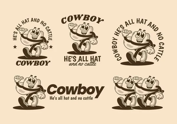 Kovboy Sadece Şapkası Var Sığırı Yok Yürüyen Kovboy Şapkasının Klasik — Stok Vektör