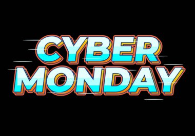 Siber pazartesi. metin efekti mavi renk, siyah arkaplan