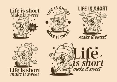 Hayat kısa, tatlı olsun. Yürüyen dondurmanın klasik maskot karakteri.