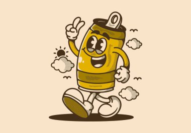 Yürüyen bira kutusunun maskot karakteri çizimi