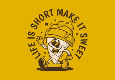 Hayat kısa, tatlı olsun. Yürüyen dondurmanın klasik maskot karakteri.