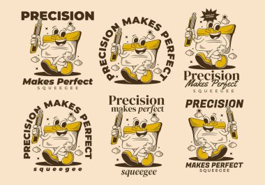 Kesinlik mükemmelleştirir. Vintage tarzında, elinde bıçak tutan cırcır böceği maskotu karakteri