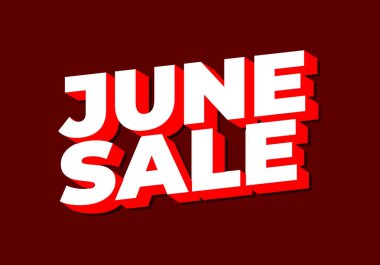 Haziran indirimi. Göz alıcı renklere sahip üç boyutlu metin efekti tasarımı