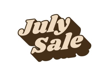 Temmuz indirimi. Metin efekti tasarımı 3 boyutlu biçim ve göz alıcı renkler